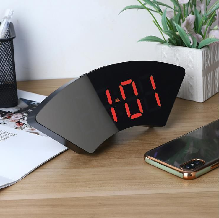 Часы-будильник настольный электронный VST NA-6096. Измерение температуры. Зеркальный дизайн. Красный #1