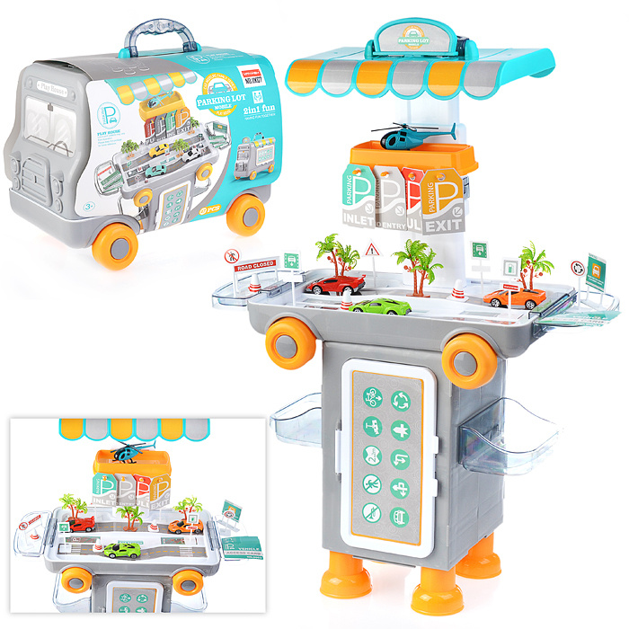 Парковка игрушечная 11K07 в чемодане / Парковка стол с машинками детская UralToys  #1