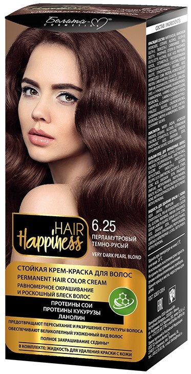 Белита-М Краска для волос Крем HAIR HAPPINESS Стойкая тон №6.25 Темно русый  #1