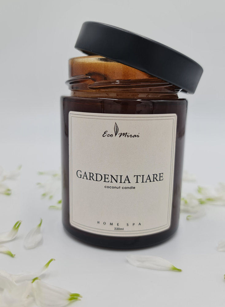 Eco Mirai Свеча ароматическая "GARDENIA TIARE", 9 см х 7 см, 1 шт #1