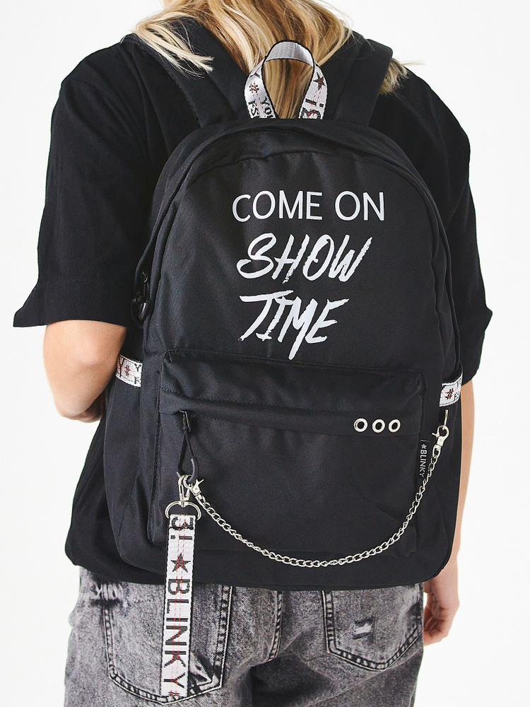 Рюкзак "Come on Show Time" городской модный стильный школьный с лентами с цепочкой тренд  #1