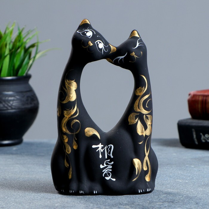 Фигура "Коты влюбленные" черные 5*10*17см #1