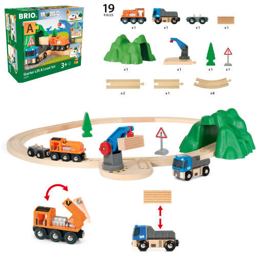 BRIO железная дорога деревянная Погрузо-разгрузочный набор, поезд детский на рельсах - паровозик, игрушки #1