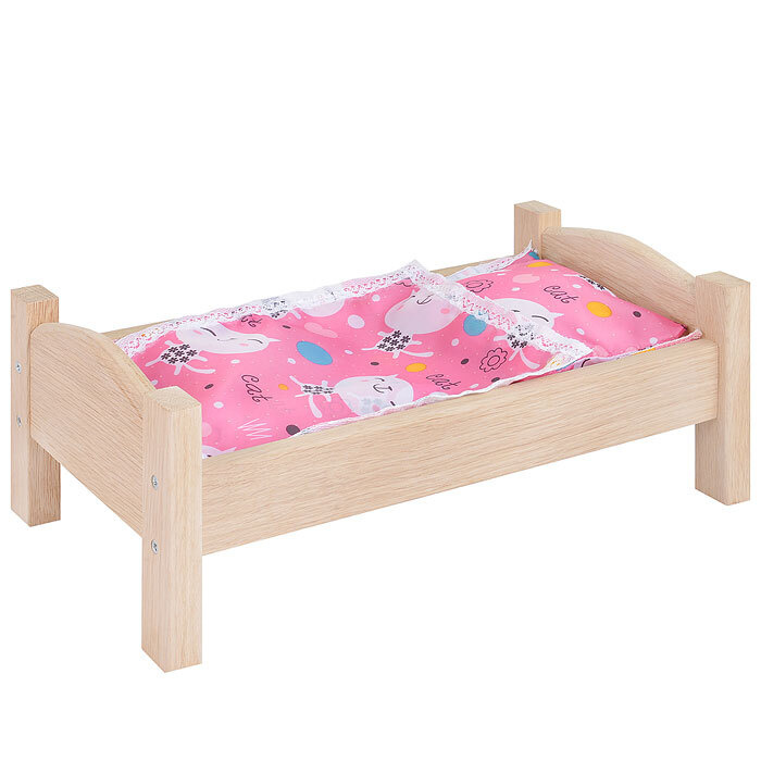 Кроватка для кукол до 25 см деревянная с постелькой №15 Игрушечная Кукольная мебель ИП Ясюкевич  #1