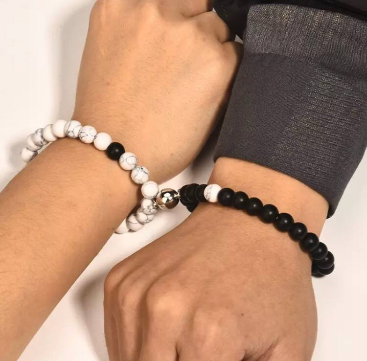 Парные браслеты для влюбленных для лучших подруг браслет с камнями смагнитом - купить с доставкой по выгодным ценам в интернет-магазине OZON(282188767)