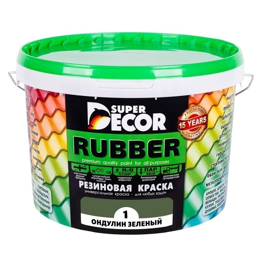 Резиновая краска Super Decor Rubber №01 Ондулин зеленый 12 кг #1
