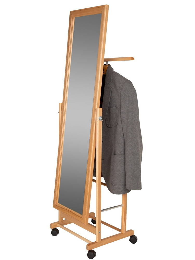 Вешалка костюмная с зеркалом на колёсиках Ifers ВеРоНа Элит светло-коричневый  #1