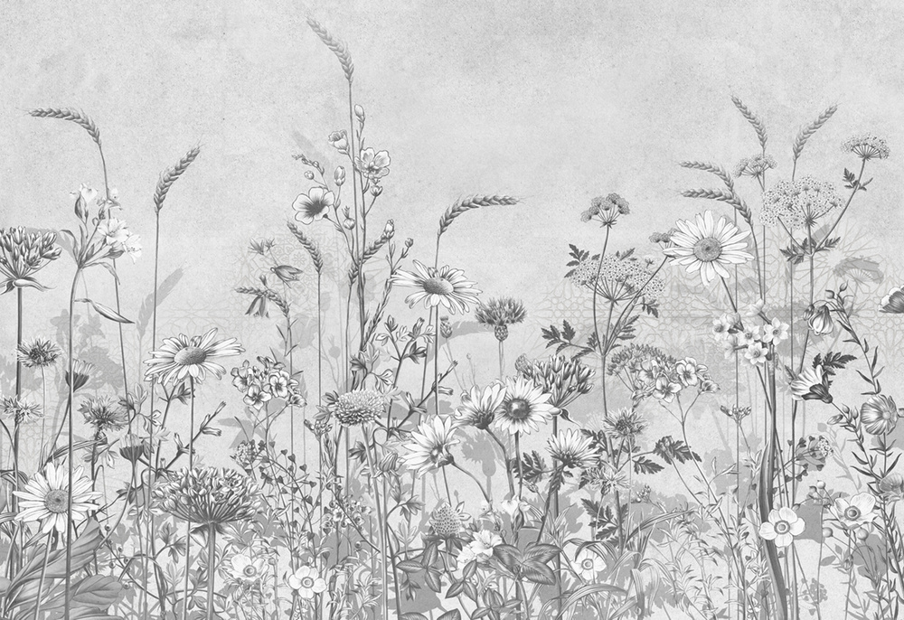 Фотообои флизелиновые на стену 3д GrandPik 4499 "Цветы в траве" (ШхВ), 350х240 см  #1