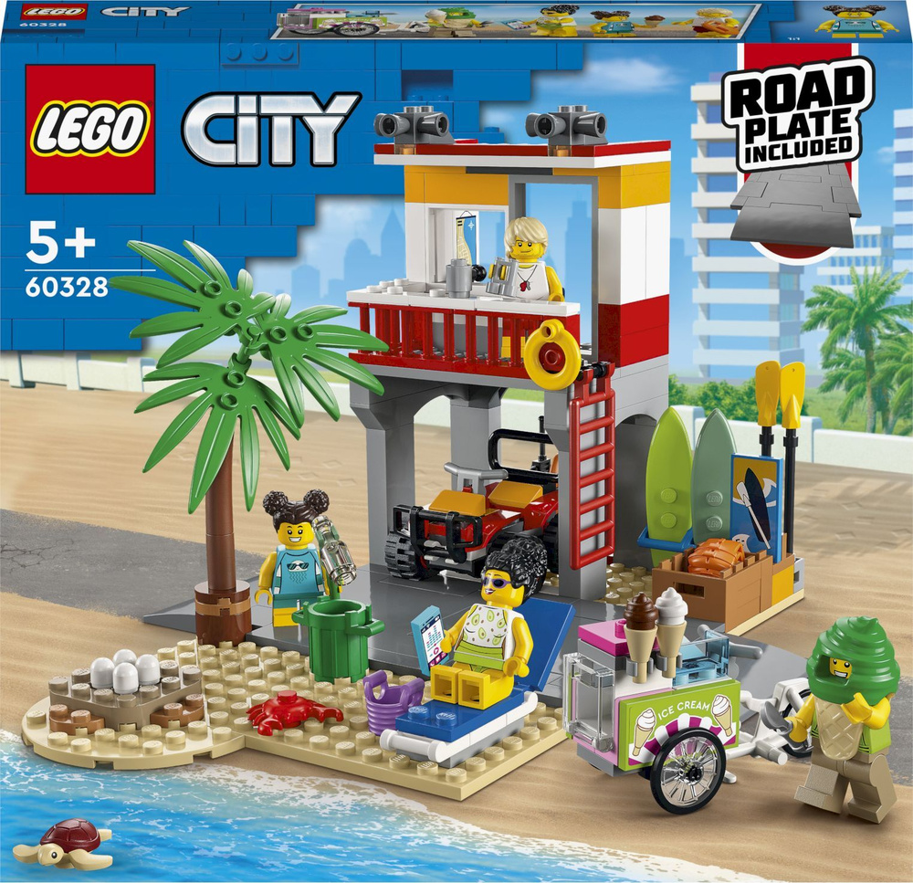 Конструктор LEGO City Пост спасателей на пляже, 211 деталей, 5+, 60328  #1