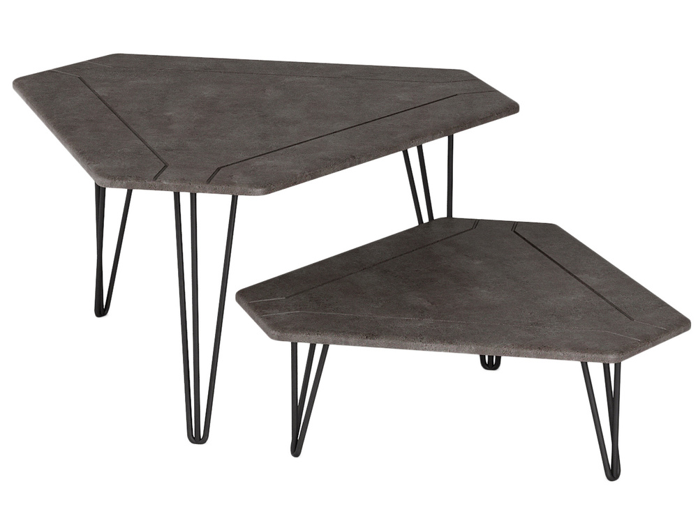Стол журнальный Мебелик Тет-а-тет серый бетон/чёрный. Товар уцененный  #1