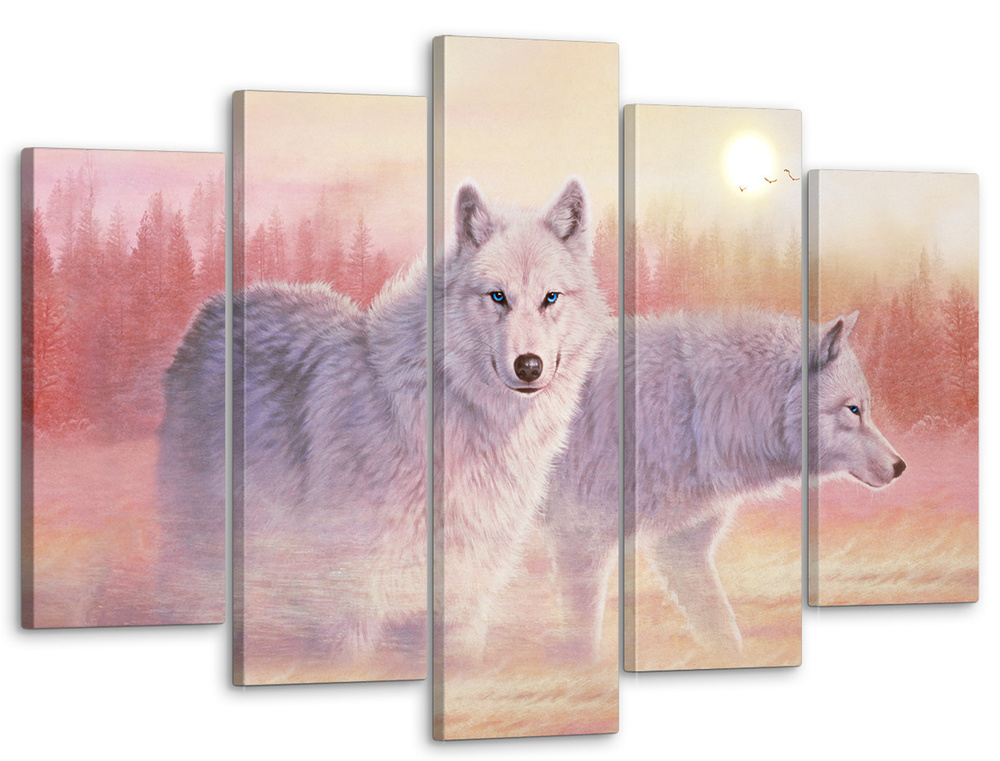 Модульная картина для интерьера на стену / Животные / "Волки" 80x140 см MK50216  #1