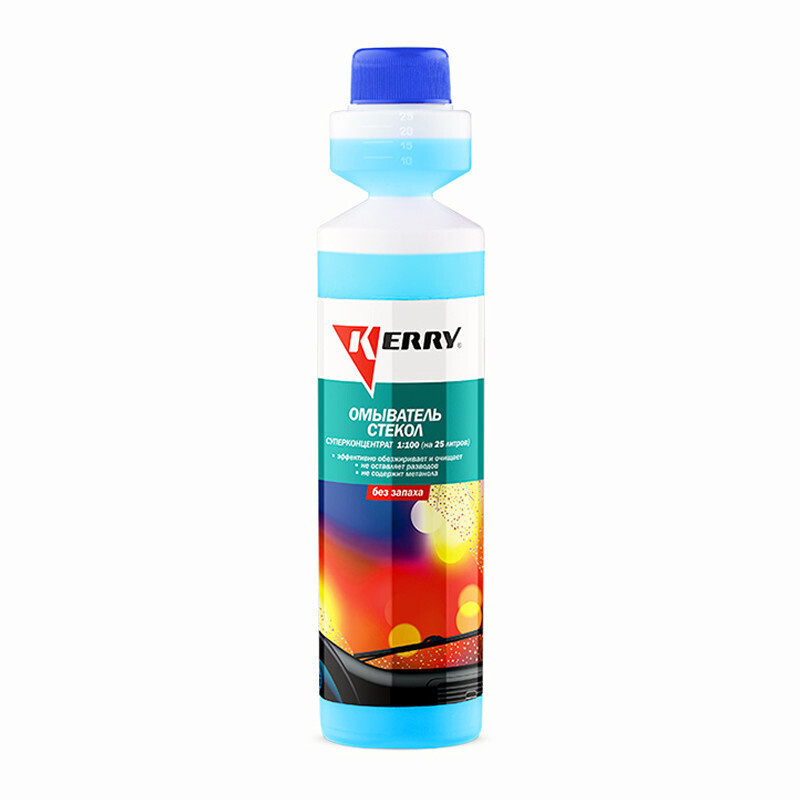 Жидкость стеклоомывателя (омывайка) летняя концентрат 1:100 KERRY, без запаха, 270 мл, KR-336, 2 шт  #1
