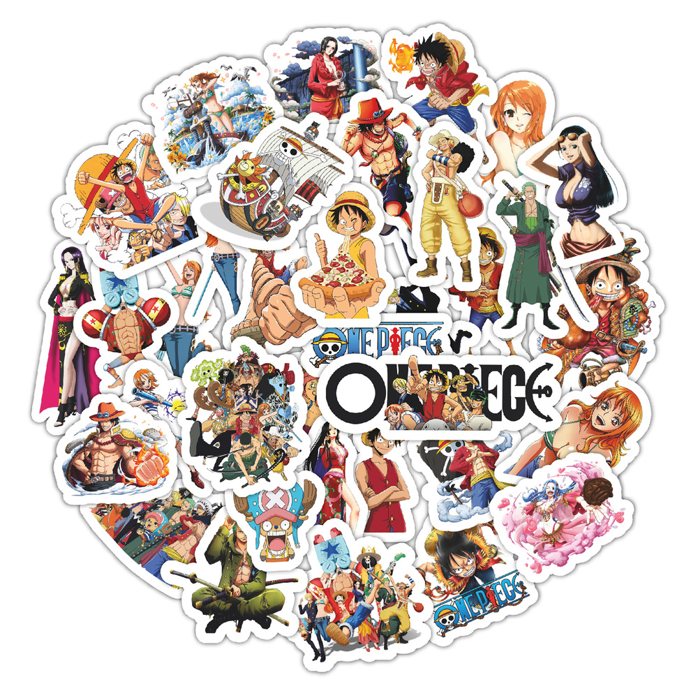 Стикеры Аниме виниловые самоклеящиеся 9 листов А6 (стикерпак - 35 наклеек), набор One Piece/Ван пис. #1
