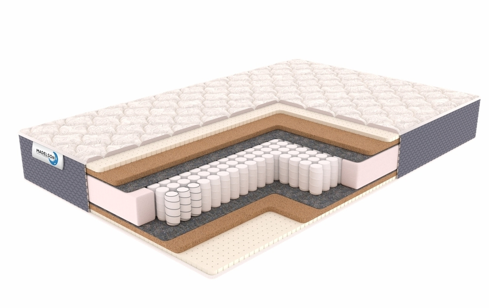 Жесткий матрас 180х200 ортопедический на кровать независимые пружины Basis Cocos3 Latex2 серый  #1