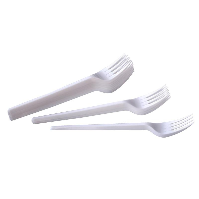 Вилки одноразовые пластиковые белые 165 мм, набор пластмассовой посуды 144 шт. Cтоловые приборы для праздника, #1