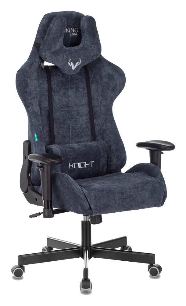 Кресло игровое Zombie VIKING KNIGHT Fabric синий, ткань / Компьютерное геймерское кресло, с подголовником, #1