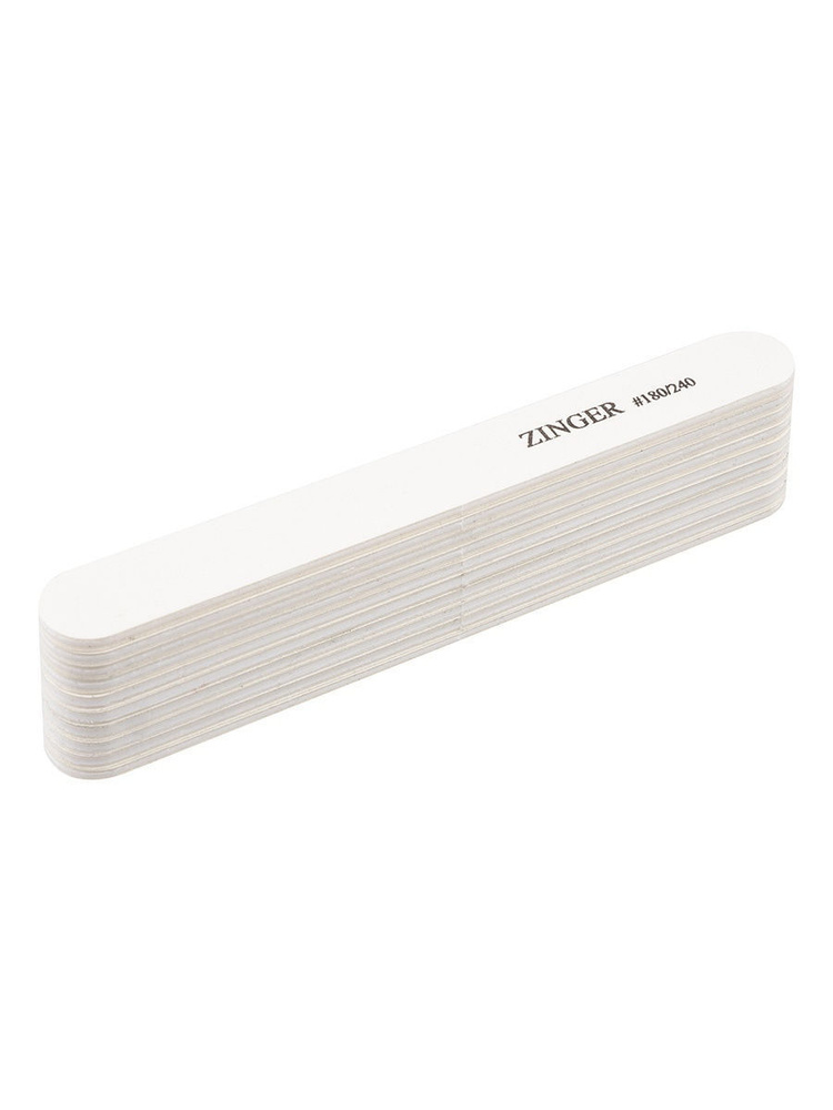 Zinger Пилочка для ногтей прямая UT-401D ( #180-240), THERMO, цвет белый,10 шт. в упаковке, пилка маникюрная #1