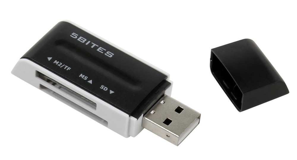 Картридер USB2.0 универсальный, ALL IN ONE, USB PLUG, чёрный, 5bites RE2-102BK  #1