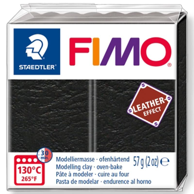 Полимерная глина Fimo leather-effect 8010-909 черный эффект кожи (black) 57 г.  #1