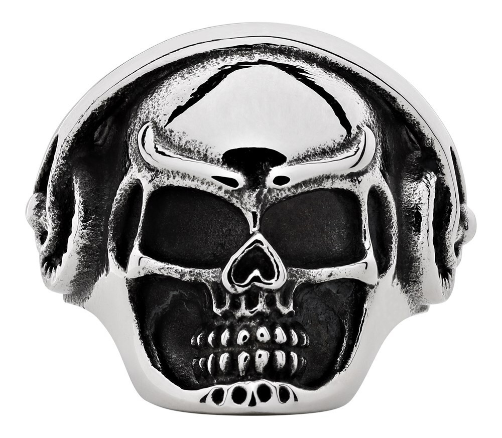 Кольцо ZIPPO, серебристое, в форме черепа, нержавеющая сталь, диаметр 21 мм  #1