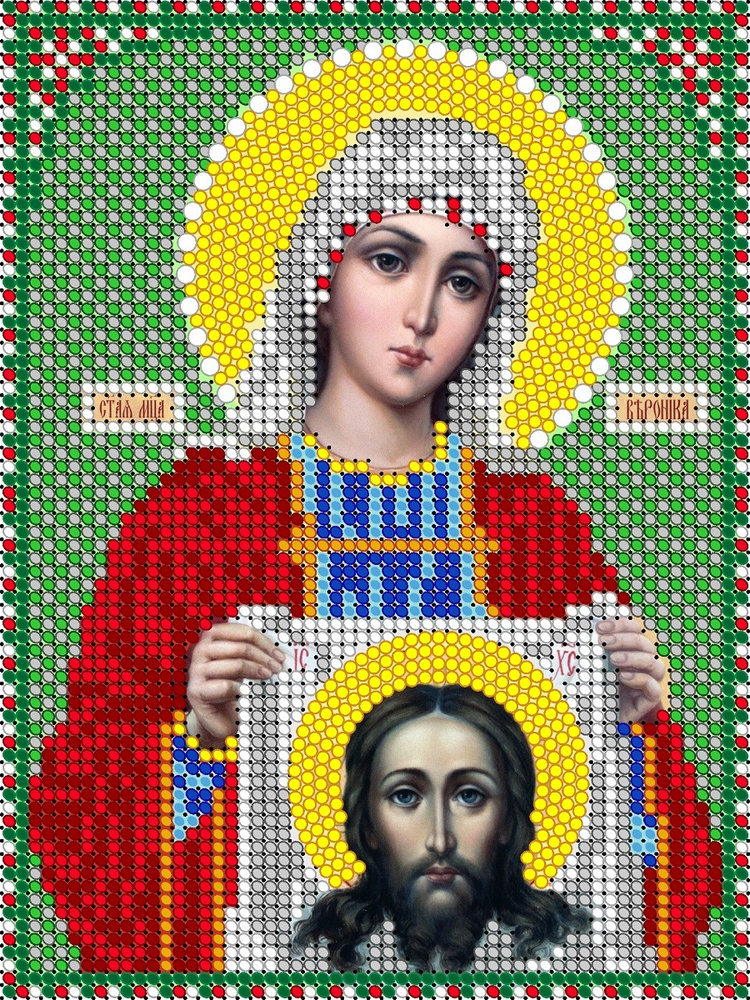 Схема (без страз), ткань, Алмазная мозаика "Святая Вероника", икона 17х23, Диамант  #1