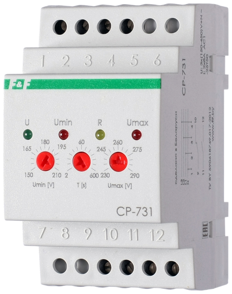 Реле напряжения CP-731 (трехфазный; микропроцессорный; контроль верхнего и нижнего значений напряжения; #1