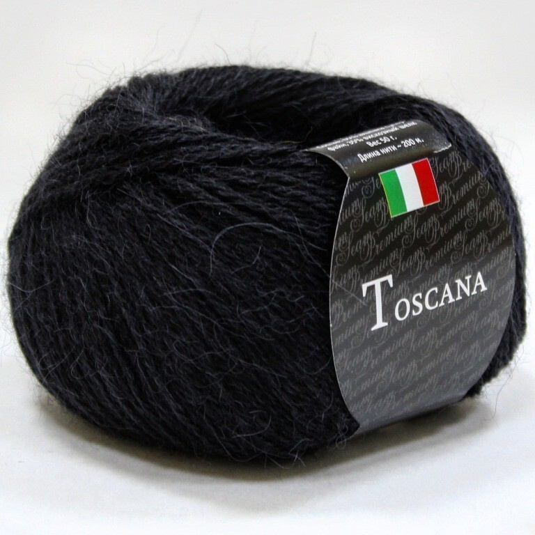 Пряжа Toscana Seam цвет 02 черный, 6шт*(200м/50г), 65% альпака суперфайн 35% вискозный шелк  #1