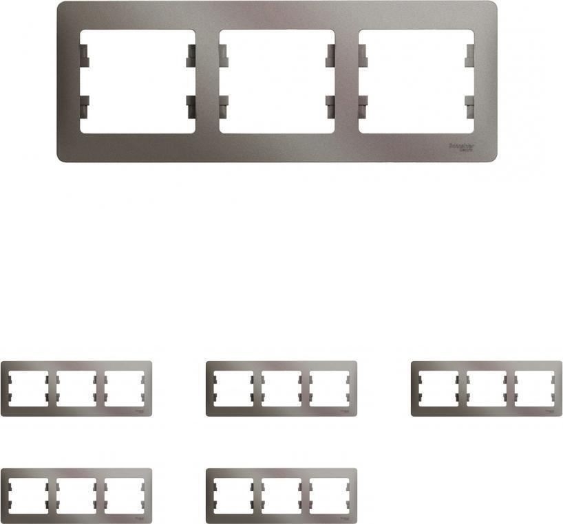 Рамка Schneider Electric Glossa трехместная горизонтальная платина (комплект из 5 шт)  #1