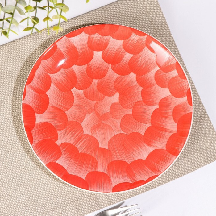 Тарелка керамическая десертная "Микаэла", d-20 см, цвет красно-розовый  #1