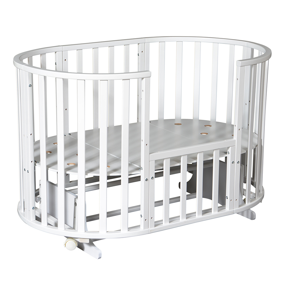 Детская Овальная кроватка-трансформер Антел Северянка-3 6в1 круг-овал, белый  #1