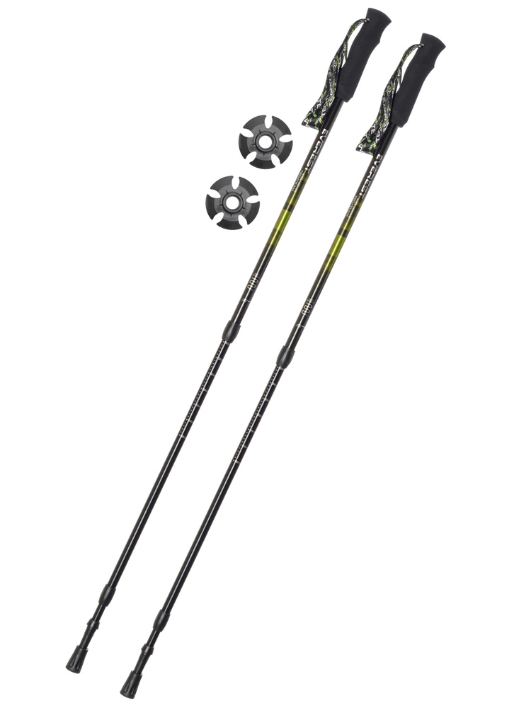 Палки для скандинавской ходьбы треккинговые Tech Team Everest Green 105-135 см., трехсекционные телескопические #1