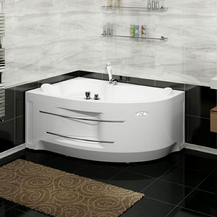 Акриловая ванна Радомир Ирма 160х105 левая, металлический каркас, фронтальная панель с полотенцедержателями, #1
