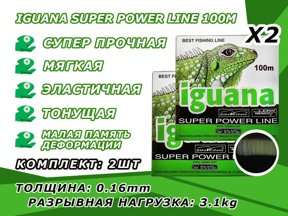 Леска Iguana 0.16mm 100m 2шт #1