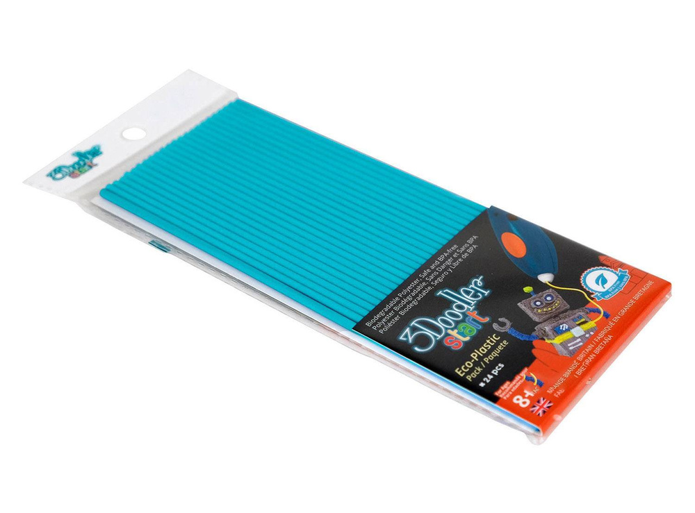 Пластик для 3D ручки 3Doodler эко-пластик, синий, 24 стержня (3DS-ECO05-BLUE-24)  #1