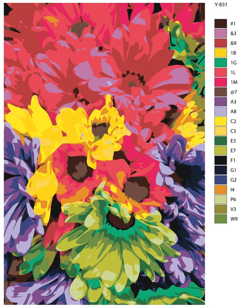 Картина по номерам Y-831 "Букет разноцветных гербер" 40х60 #1