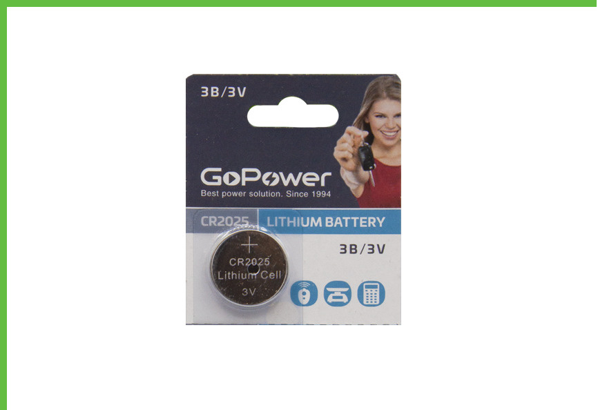 GoPower Батарейка CR2025, Литиевый тип, 3 В, 1 шт #1