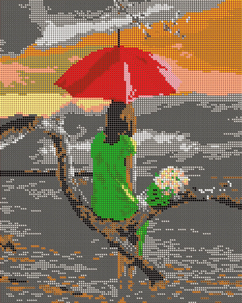 Набор для вышивания бисером Тайвань, картина Вышивочка "У моря, под зонтом" 24х30см, рукоделие, подарок #1