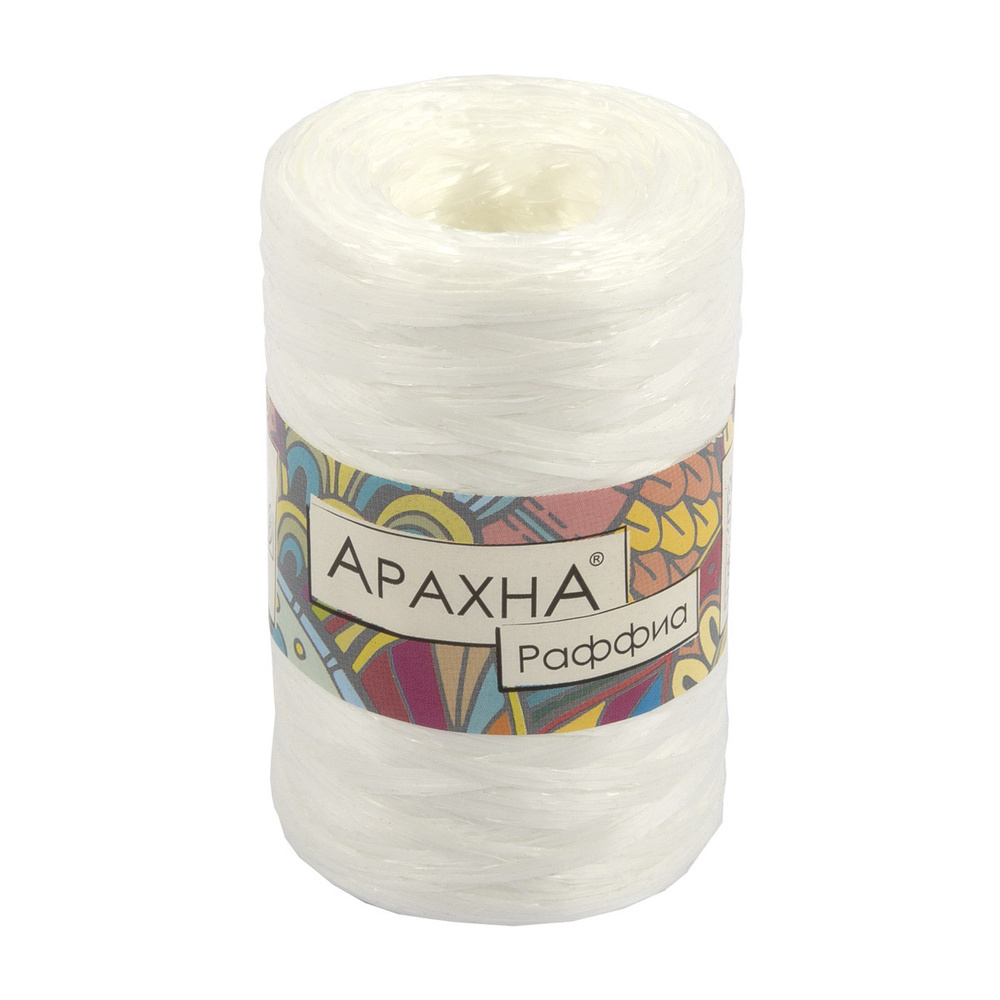 Пряжа Arachna "Raffia" 100% полипропилен 5 шт. х 50 г 10 г 200 м 12 м №01 БЕЛЫЙ  #1