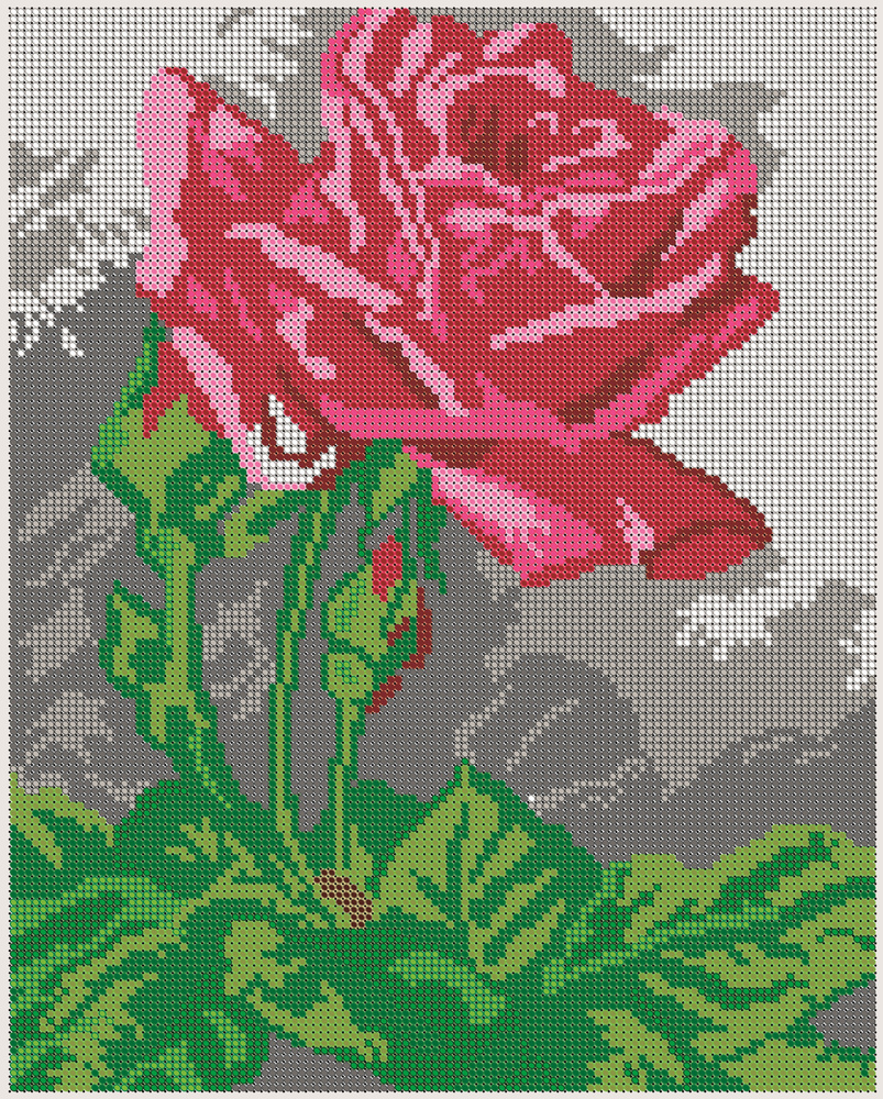 Схема (без страз), ткань, Алмазная мозаика "Роза", картина Диамант, 27,5Х35  #1