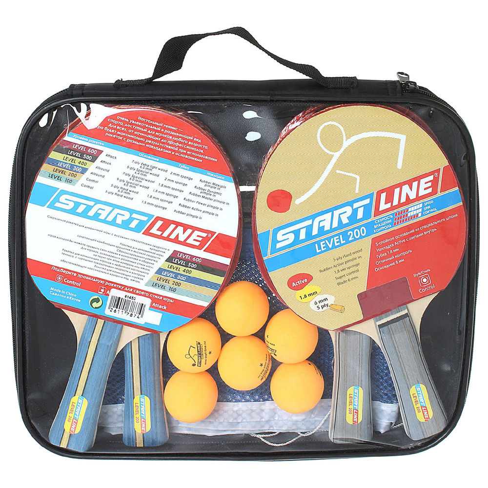Набор Start Line, для настольного тенниса: 4 Ракетки Level 200, 6 Мячей Club Select, сетка с креплением #1