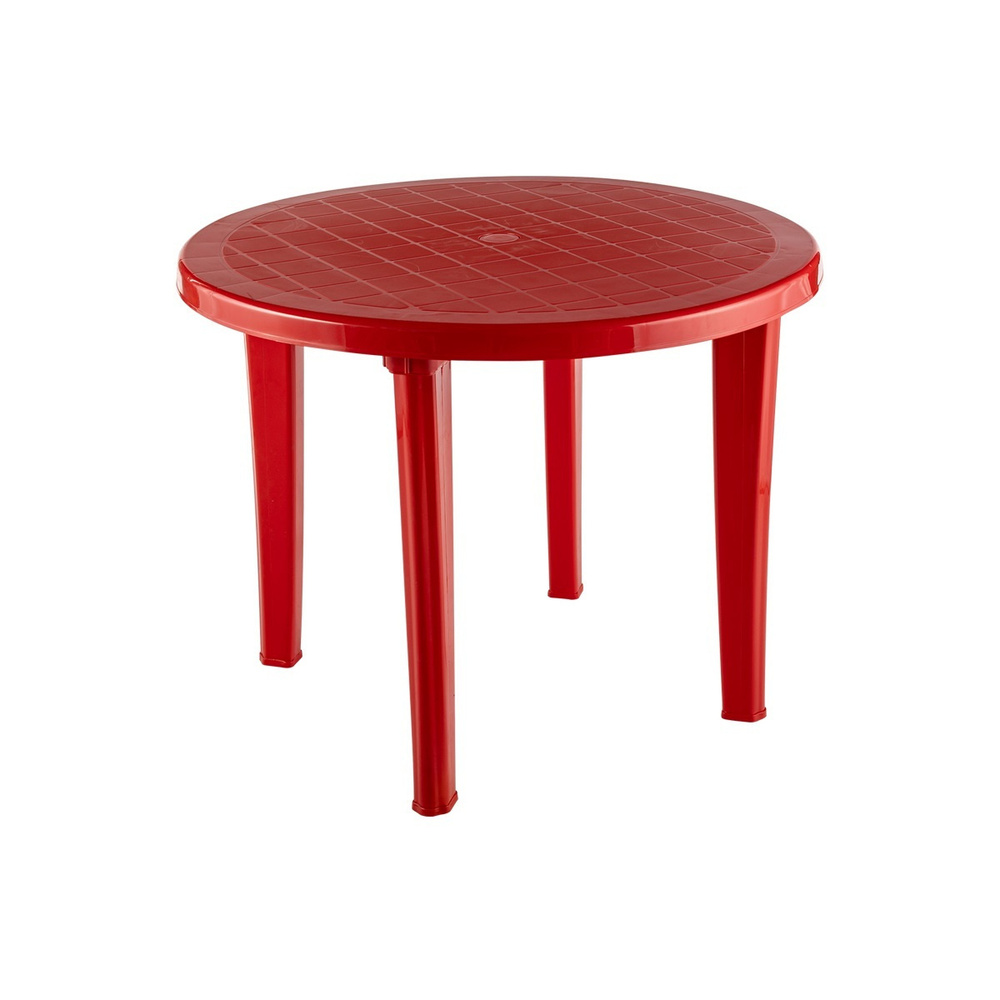 Стол садовый круглый обеденный 91x71x91 см, пластик, цвет красный  #1