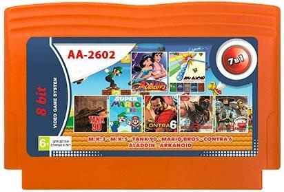 Картридж Сборник игр 7 в 1 AA-2602 М.К.530 р. + M.K.328 p. + TANK 90 + MARIO BROS + CONTRA 6 + ALADDIN #1