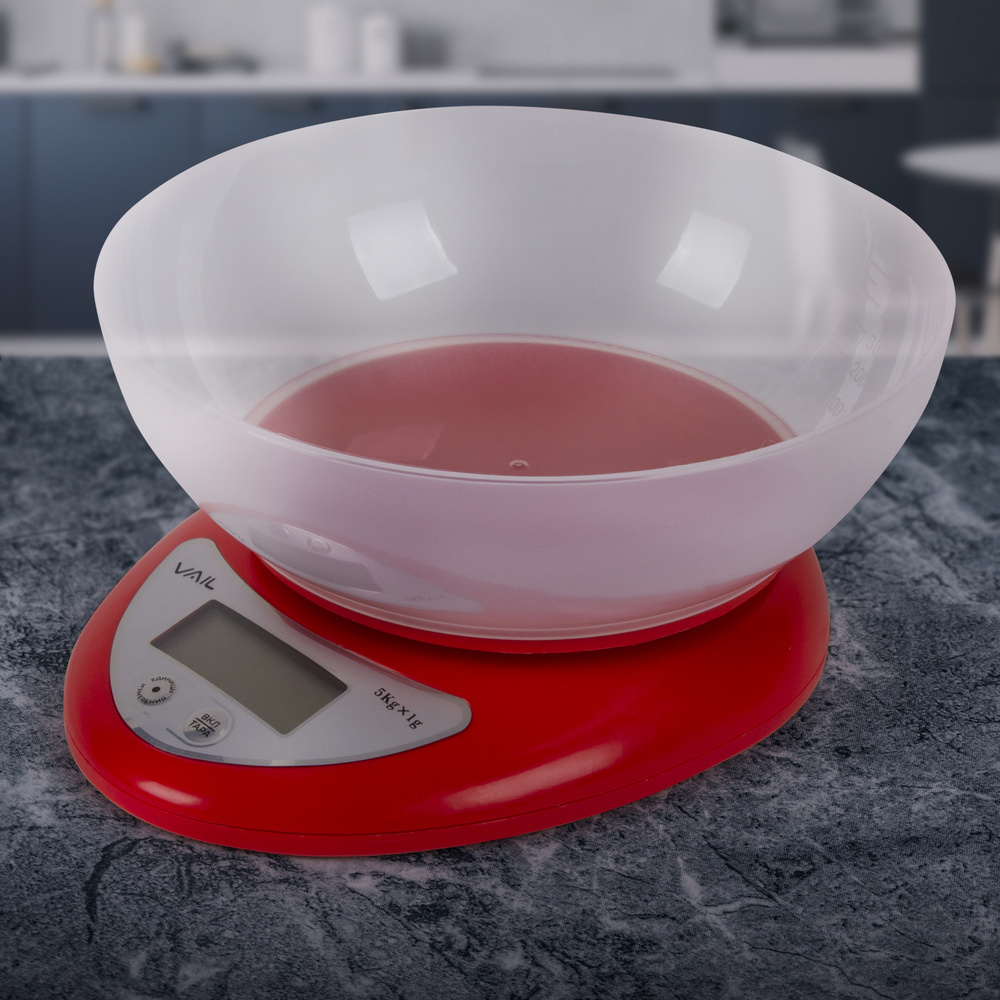 VAIL Электронные кухонные весы VL-5811, 5 кг, красный #1