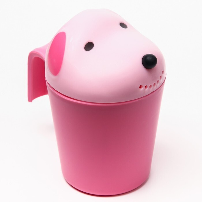 Ковш для купания и мытья головы, детский банный ковшик, хозяйственный "Собачка", цвет розовый  #1