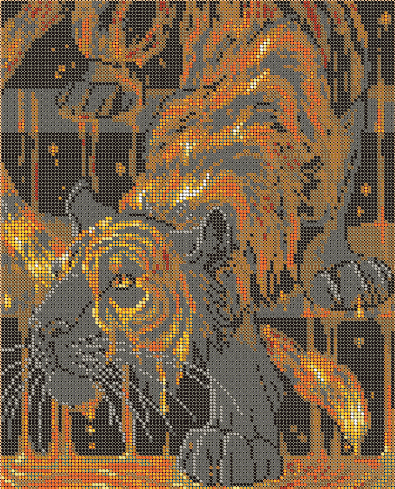Набор для вышивания бисером Тайвань, картина Вышивочка "Огненный тигр" 24х30см, картины бисером, все #1