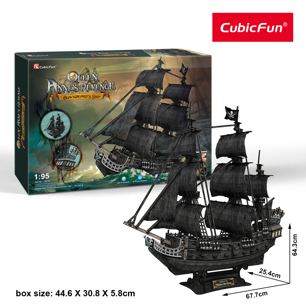 3D пазл CubicFun Корабль Месть королевы Анны (большой), 328 деталей  #1