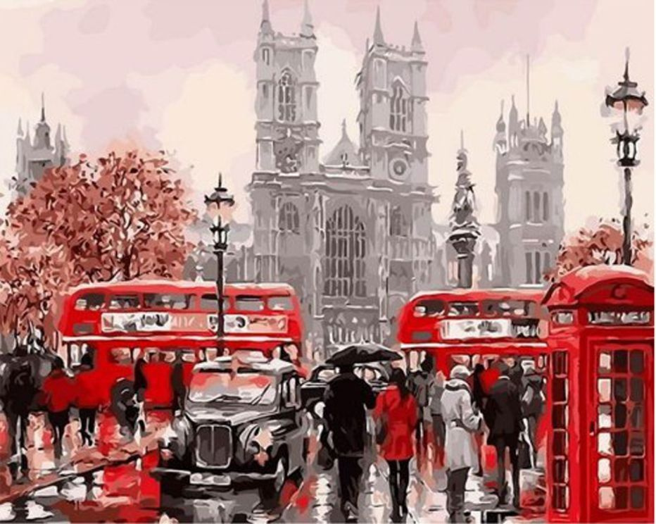 Картина по номерам на холсте Лондон 40*50, раскраска, набор для рисования город  #1