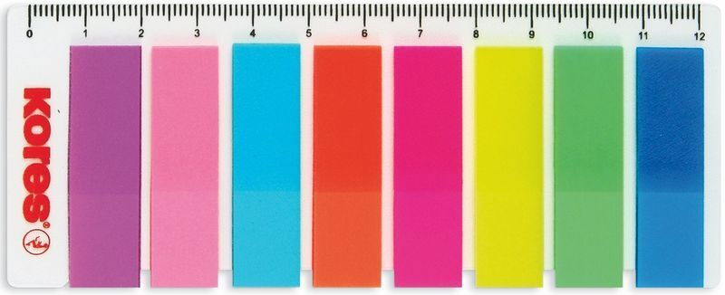 Набор закладок из пластика Kores-film на линейке, 12*45 мм, одноцвет., 8 цветов по 25 листов  #1