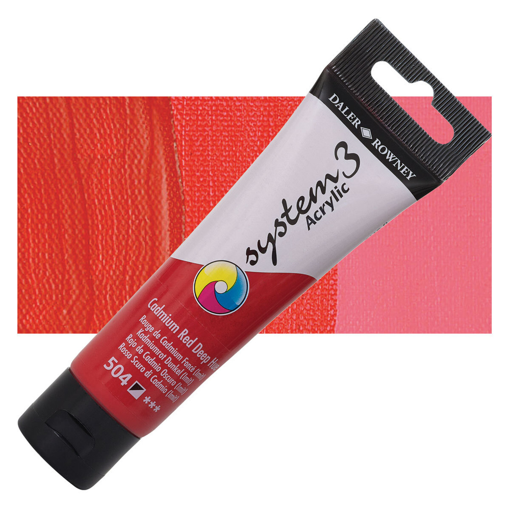DALER ROWNEY SYSTEM 3 краска акриловая художественная 59 мл, Кадмий красный темный  #1