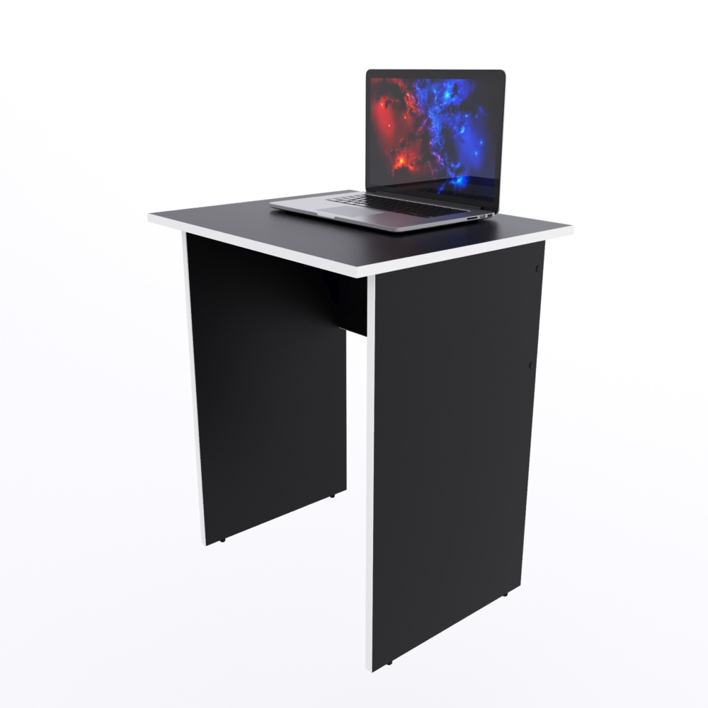 Компьютерный стол "Минис", 60х50х72,6 см, чёрный с белой кромкой  #1